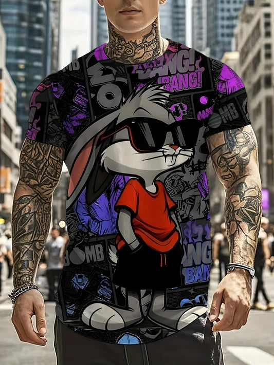 Men's 3D Rabbit Print T-Shirt – Casual Summer Top