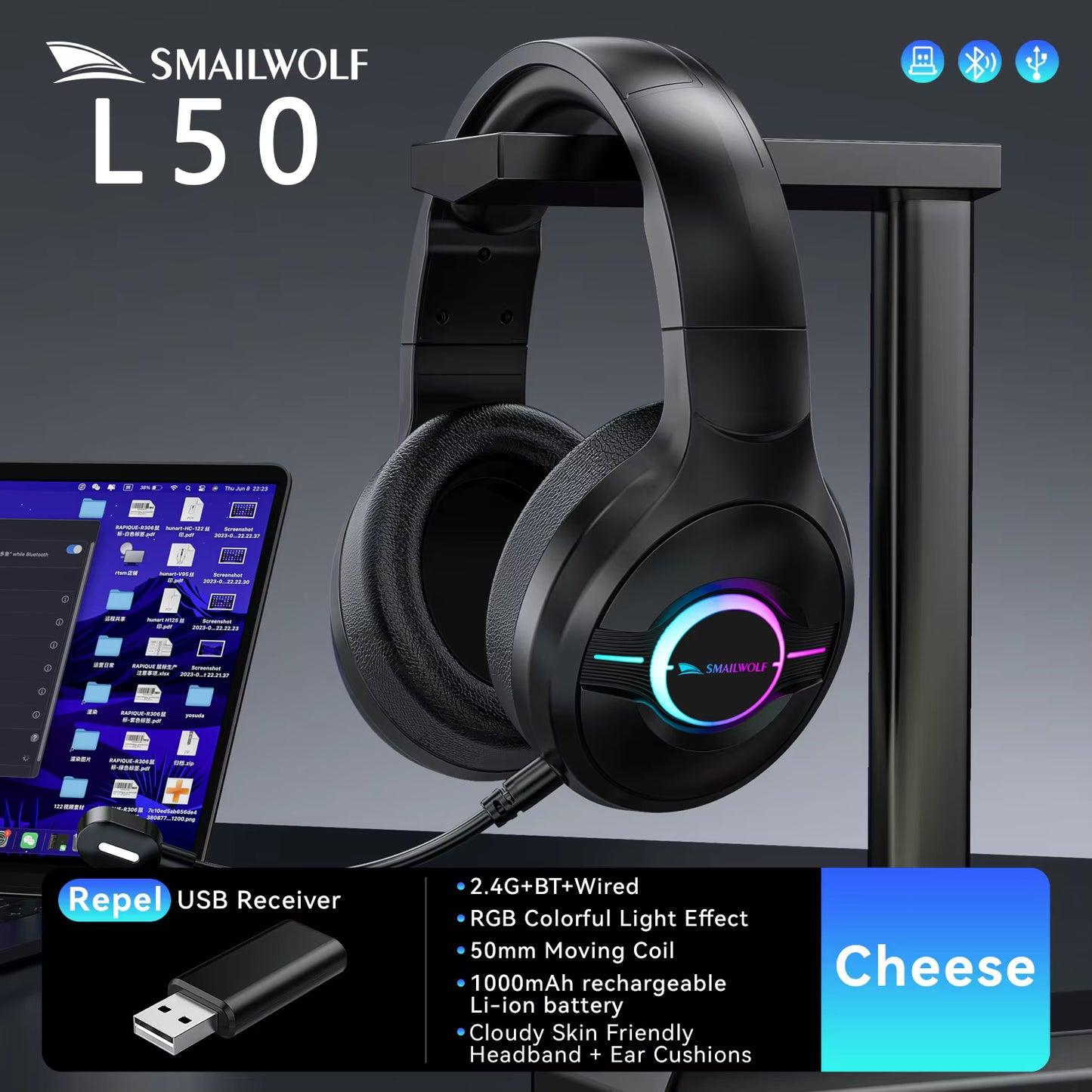 SmailWolf L80 Bluetooth Wireless Gaming Headset