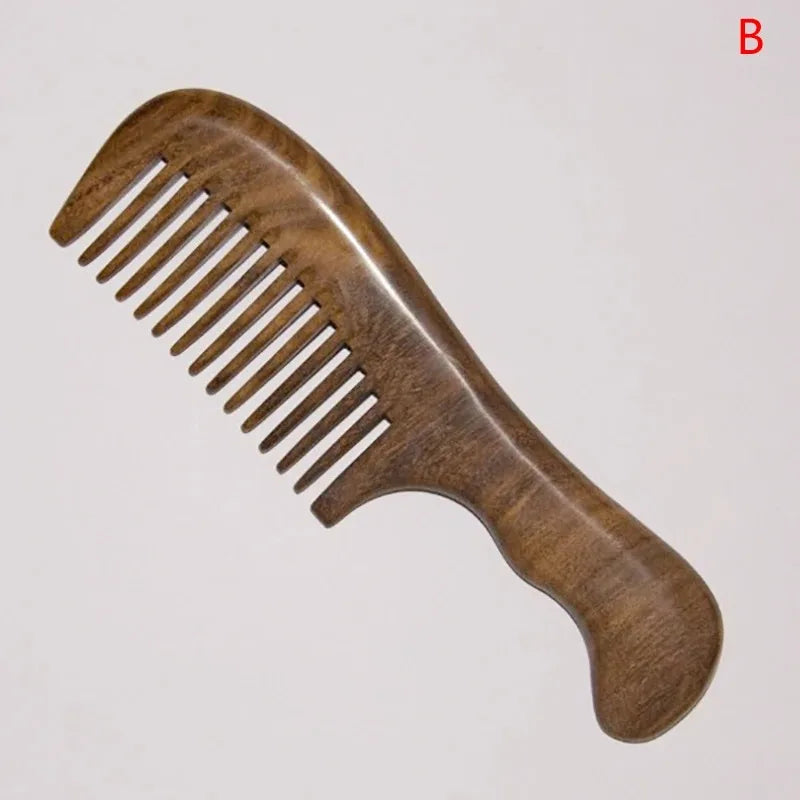 Natural Sandalwood Hair Comb – Anti-Static Wooden Detangling Brush