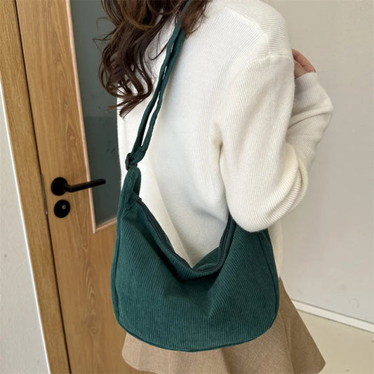 Minimalist Corduroy Crossbody Bag for Women