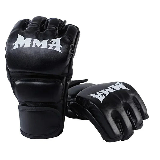 Half-Finger Boxing Gloves – Leather Training Cushion