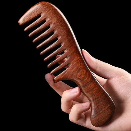 Natural Sandalwood Hair Comb – Anti-Static Wooden Detangling Brush
