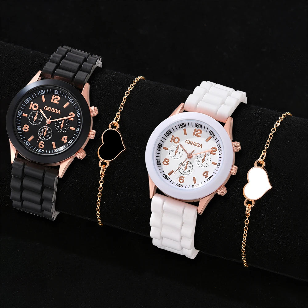 2PCS Couple Leather Watches – Simple Quartz Wristwatches