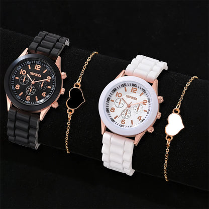 2PCS Couple Leather Watches – Simple Quartz Wristwatches