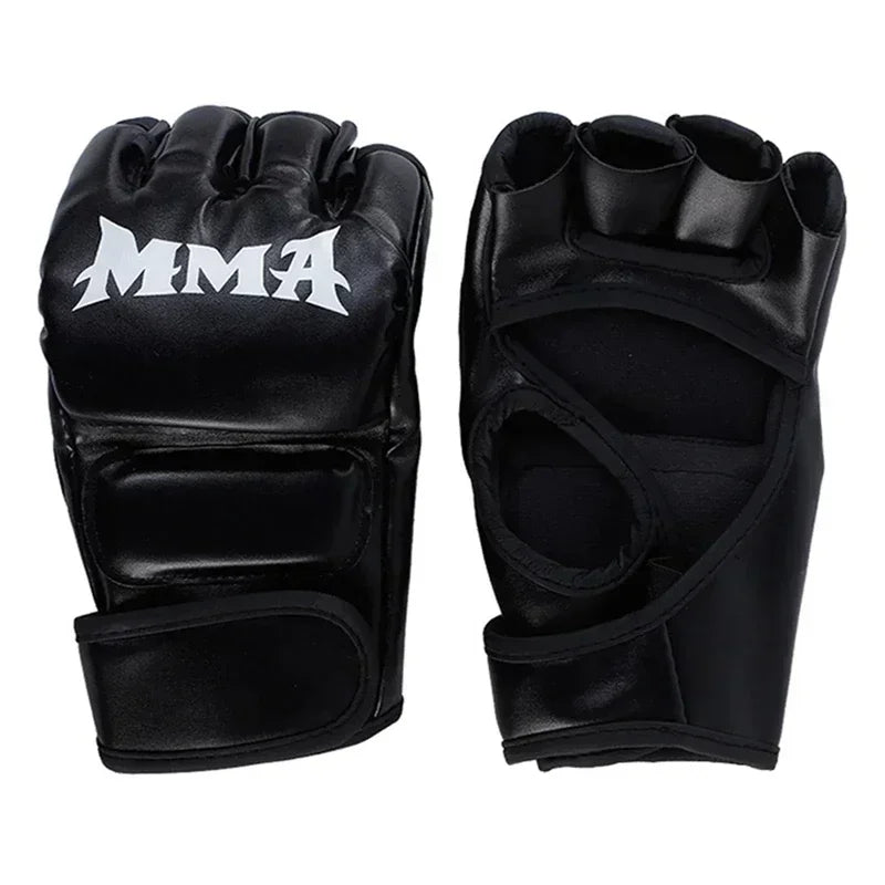 Half-Finger Boxing Gloves – Leather Training Cushion