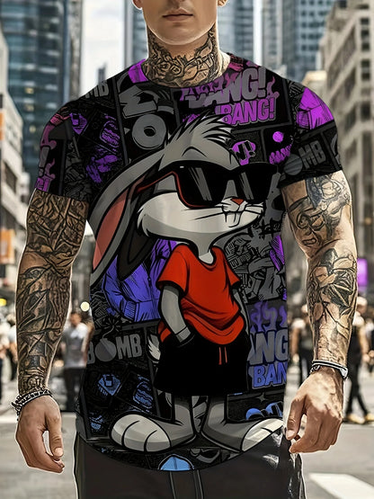 Men's 3D Rabbit Print T-Shirt – Casual Summer Top