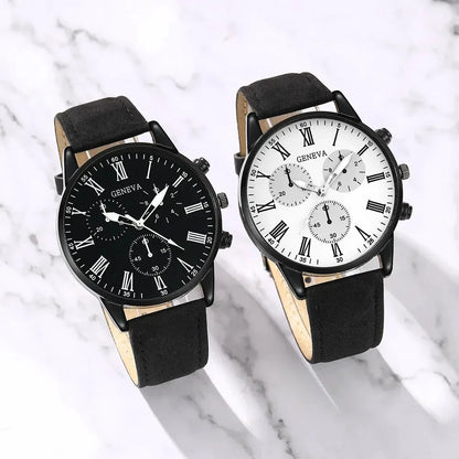 2PCS Couple Leather Watches – Simple Quartz Wristwatches