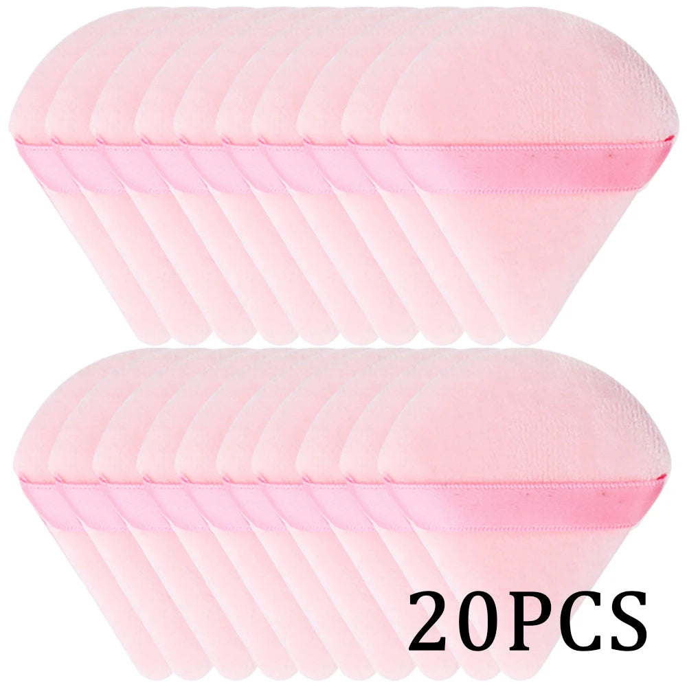 20/30pcs Triangle Velvet Powder Puffs – Wet & Dry Makeup Sponges