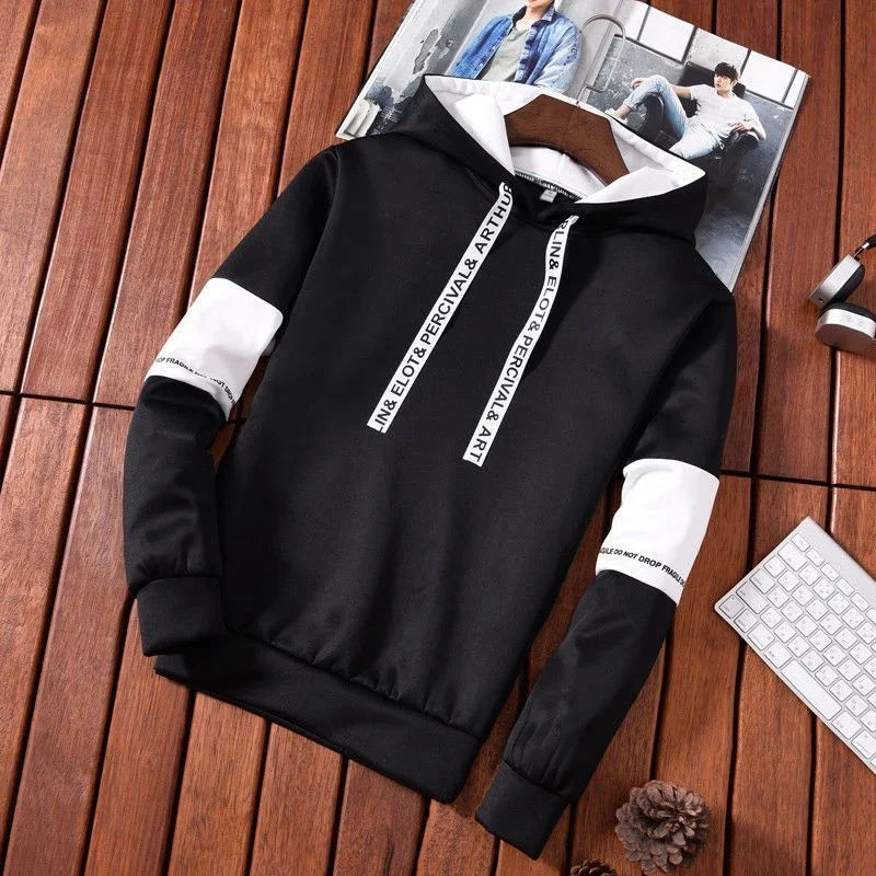 Men's Casual Printed Hoodie Long Sleeve Pullover Sweatshirt
