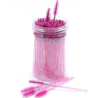 CNKESS 50pcs Disposable Eyelash Mascara Wands – Glitter Micro Spoolies