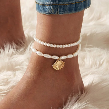 5-Piece Boho Anklet Set with Butterfly, Star, Heart & Pearl Charms