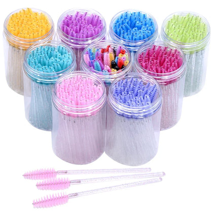 CNKESS 50pcs Disposable Eyelash Mascara Wands – Glitter Micro Spoolies