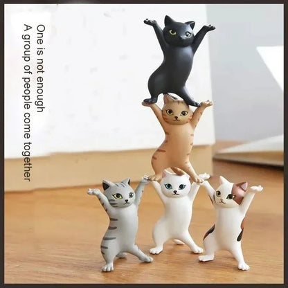 5Pcs Dancing Cat Figures – Cute Animation Cat Toys & Cake Decorations