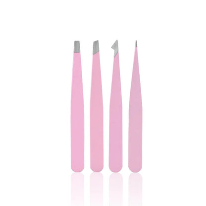 4-Piece Professional Tweezers Set – Stainless Steel Hair Removal Tools