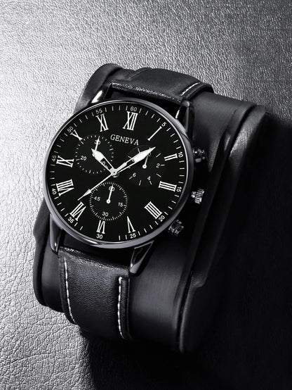 2PCS Couple Leather Watches – Simple Quartz Wristwatches