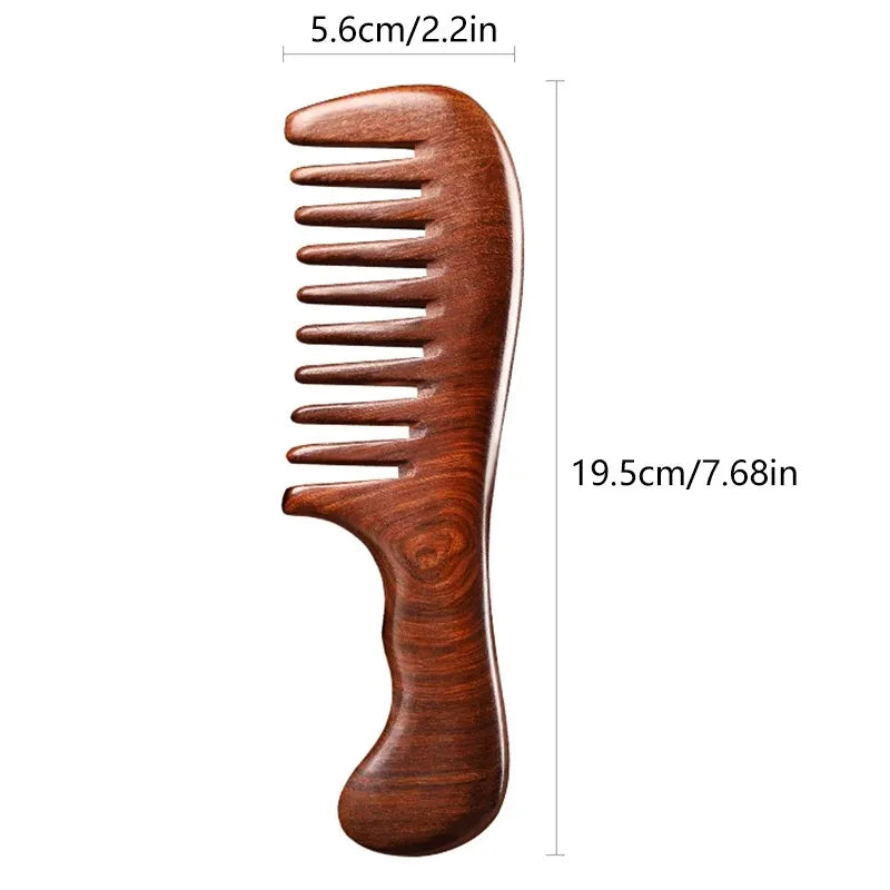 Natural Sandalwood Hair Comb – Anti-Static Wooden Detangling Brush