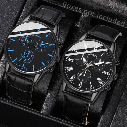 2PCS Couple Leather Watches – Simple Quartz Wristwatches