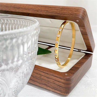 18K Gold Plated Cubic Zircon Bracelet – Waterproof Gift for Women