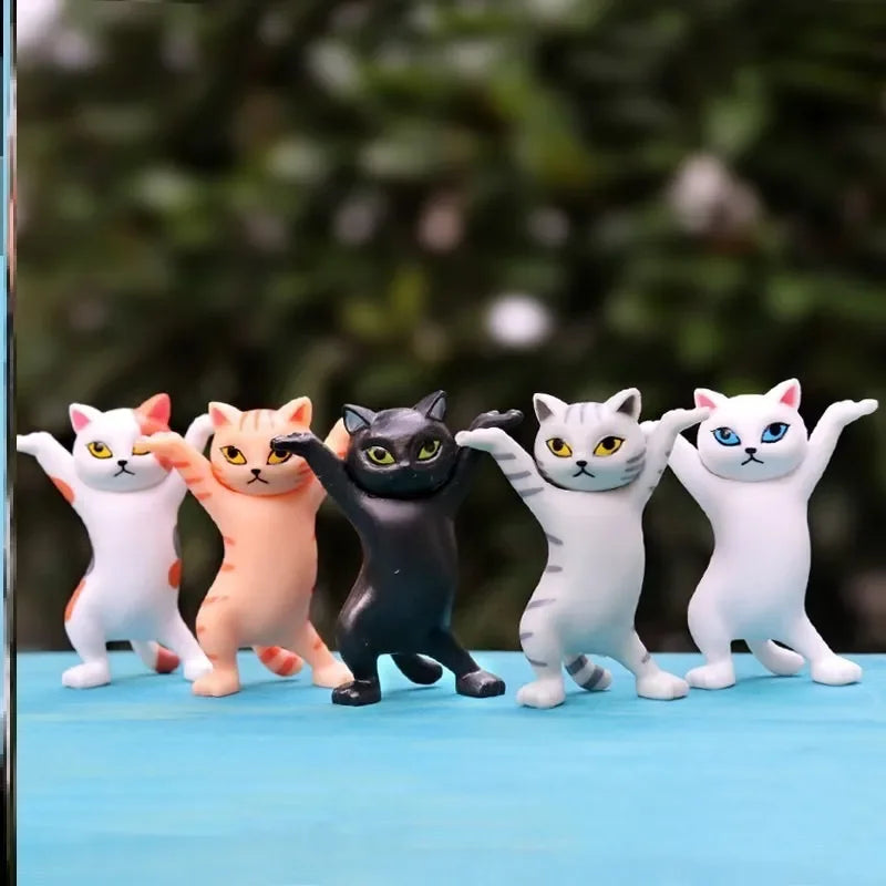 5Pcs Dancing Cat Figures – Cute Animation Cat Toys & Cake Decorations