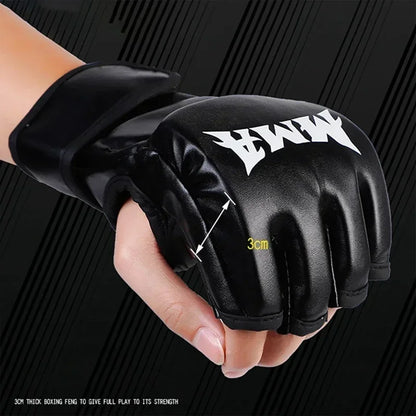 Half-Finger Boxing Gloves – Leather Training Cushion