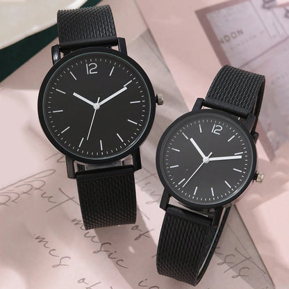 2PCS Couple Leather Watches – Simple Quartz Wristwatches