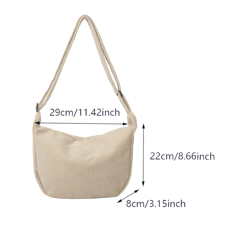 Minimalist Corduroy Crossbody Bag for Women