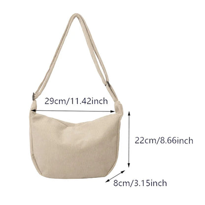Minimalist Corduroy Crossbody Bag for Women