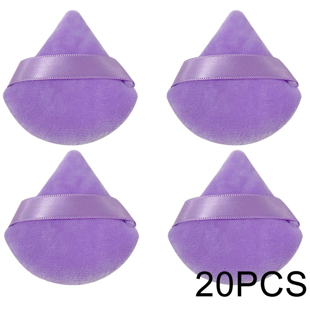 20/30pcs Triangle Velvet Powder Puffs – Wet & Dry Makeup Sponges