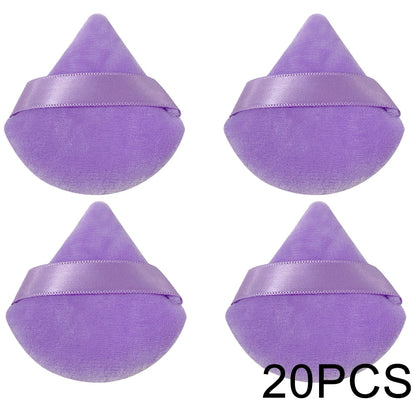 20/30pcs Triangle Velvet Powder Puffs – Wet & Dry Makeup Sponges