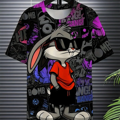 Men's 3D Rabbit Print T-Shirt – Casual Summer Top