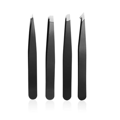 4-Piece Professional Tweezers Set – Stainless Steel Hair Removal Tools