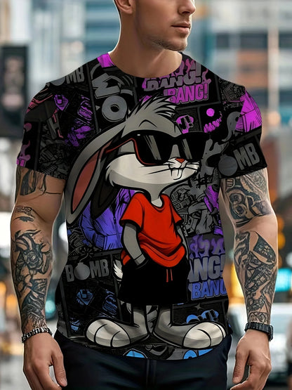 Men's 3D Rabbit Print T-Shirt – Casual Summer Top