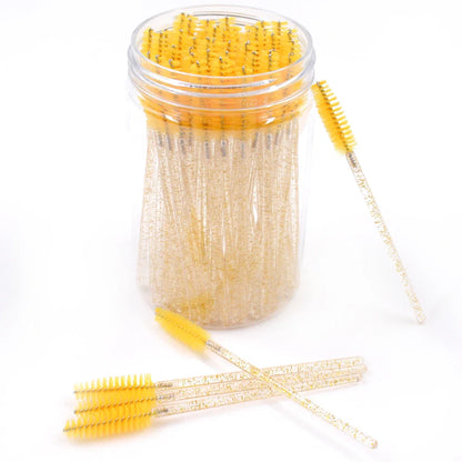 CNKESS 50pcs Disposable Eyelash Mascara Wands – Glitter Micro Spoolies