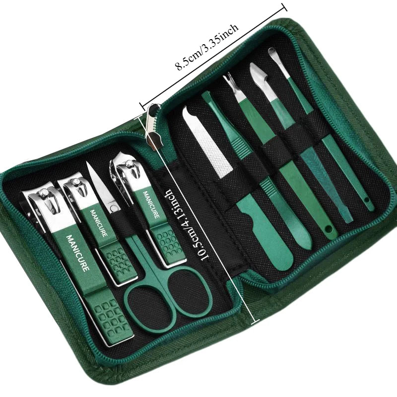 Green 6–18pcs Manicure Set – Professional Nail & Foot Care Tools