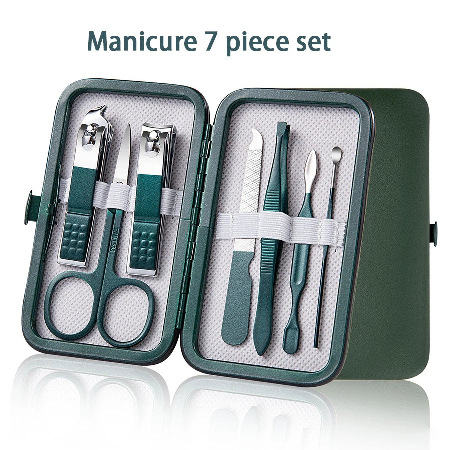 Green 6–18pcs Manicure Set – Professional Nail & Foot Care Tools