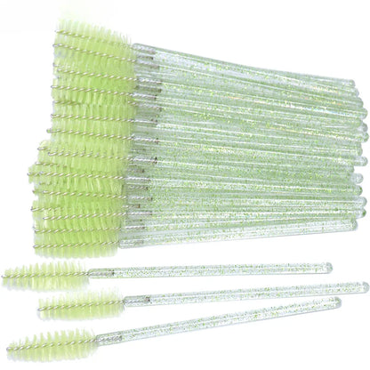 CNKESS 50pcs Disposable Eyelash Mascara Wands – Glitter Micro Spoolies