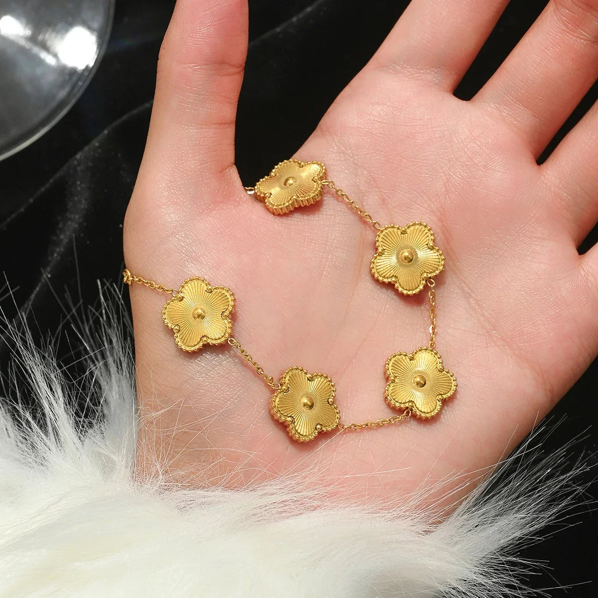 Lucky Four-Leaf Clover Gold Bracelet