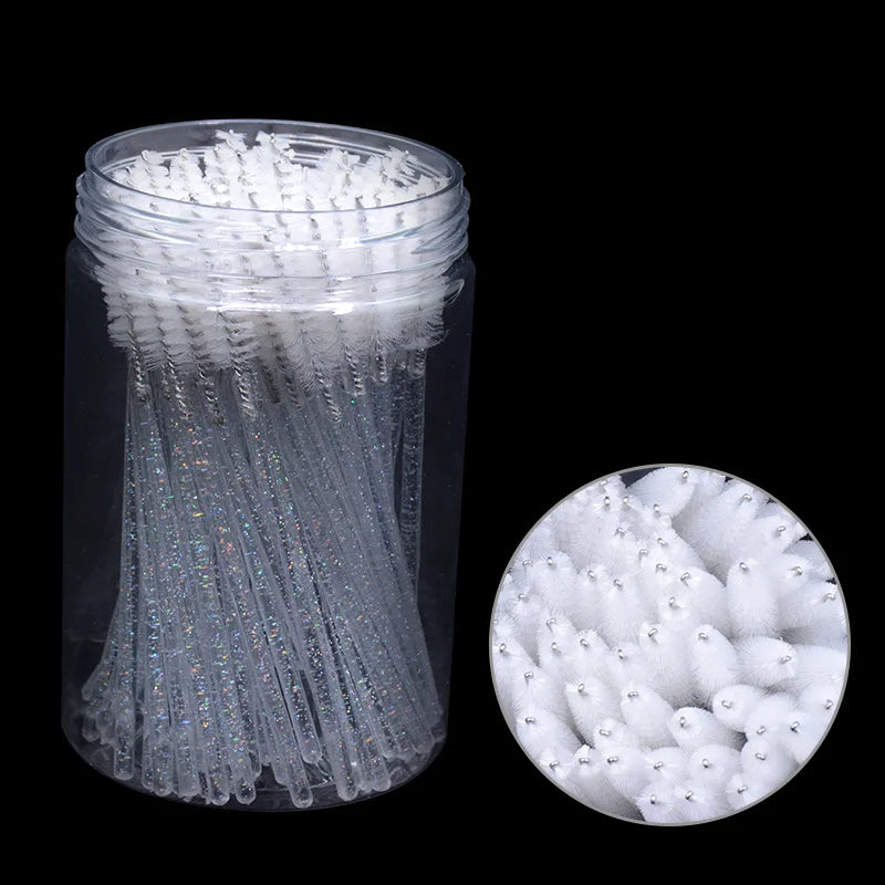CNKESS 50pcs Disposable Eyelash Mascara Wands – Glitter Micro Spoolies