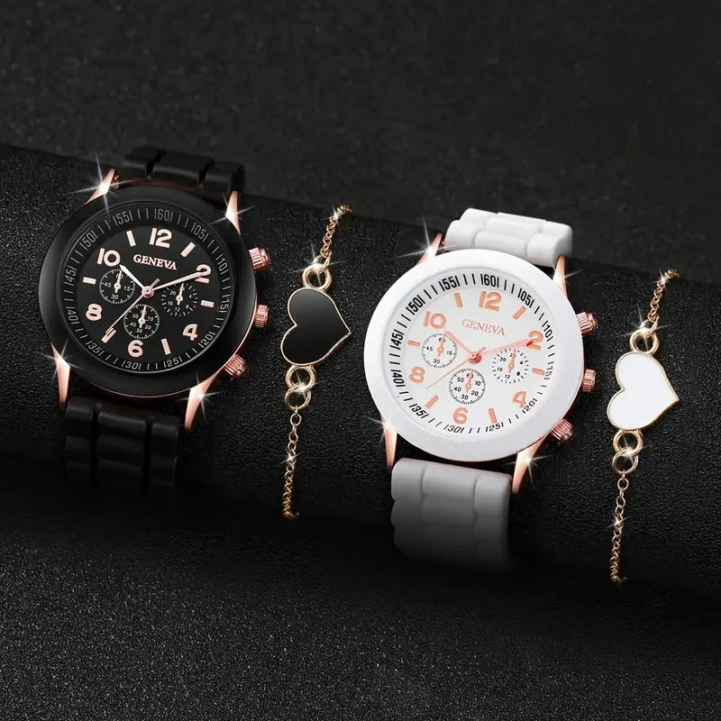 2PCS Couple Leather Watches – Simple Quartz Wristwatches