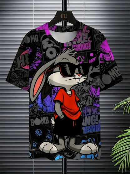 Men's 3D Rabbit Print T-Shirt – Casual Summer Top